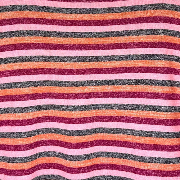 Lane Bryant Women's Boatneck Tee With Side Drawstring 26/28 Gray Pink Stripe - Picture 9 of 13